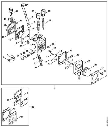 Carburetor C1Q-S68 Blowers (BG, BR) BG 55 Stihl