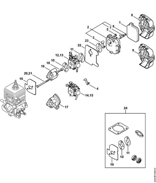 Carburetor, Air filter Blowers (BG, BR) BG 55 C Z KAT Stihl
