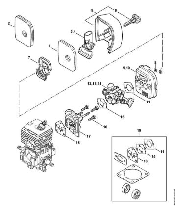 Air filter, Spacer flange Blowers (BG, BR) BG 56 Stihl