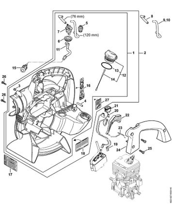 Fan housing, inside Blowers (BG, BR) BG 56 Stihl