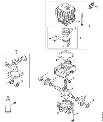 Crankcase, Cylinder Blowers (BG, BR) BG 66 C-E D Stihl