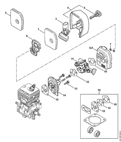 Air filter, Spacer flange Blowers (BG, BR) BG 66-D Stihl
