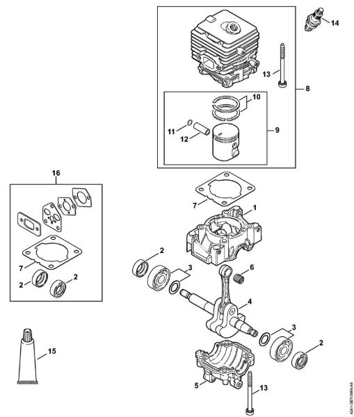 Crankcase, Cylinder Blowers (BG, BR) BG 66-D Stihl