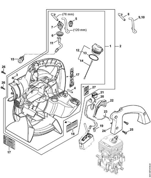 Fan housing inside BG 66 Blowers (BG, BR) BG 66-D Stihl