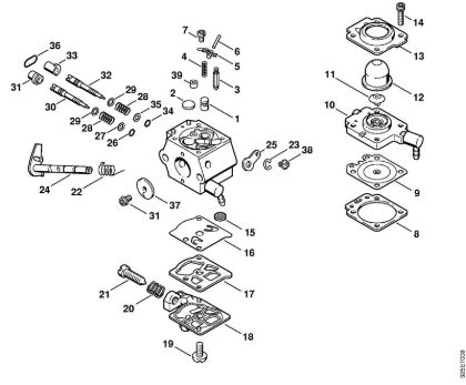 Carburetor WT-330 California Blowers (BG, BR) BG 72 Stihl