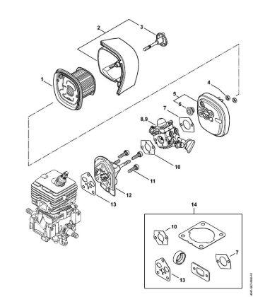 Air filter, Spacer flange BG 86, BG 86 C-E, BG 86 C-E Z, BG 86-Z Blowers (BG, BR) BG 86 Stihl