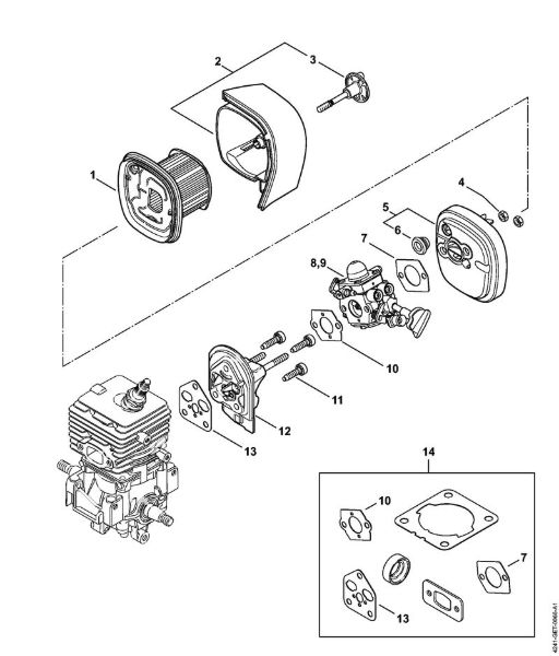 Air filter, Spacer flange BG 86, BG 86 C-E, BG 86 C-E Z, BG 86-Z Blowers (BG, BR) BG 86 Stihl
