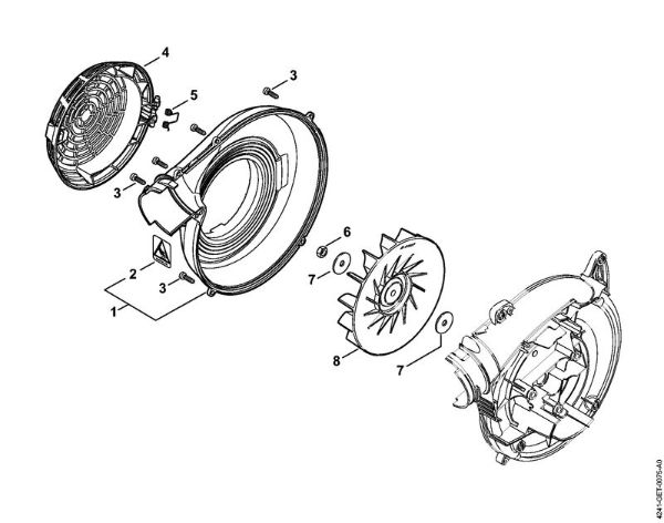 Fan housing outer, Fan wheel Blowers (BG, BR) BG 86 C-E D Stihl