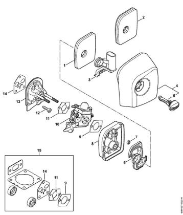 Air filter, Spacer flange Blowers (BG, BR) BR 200-D Stihl