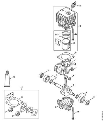 Crankcase, Cylinder Blowers (BG, BR) BR 200-D Stihl