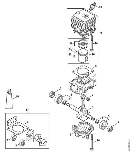 Crankcase, Cylinder Blowers (BG, BR) BR 200-D Stihl