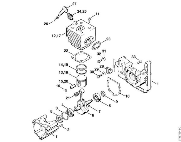 Crankcase, Cylinder Blowers (BG, BR) BR 320 Stihl