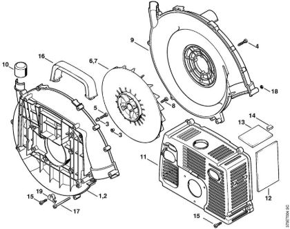 Fan housing Blowers (BG, BR) BR 340 Stihl