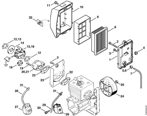 Air filter, Ignition system Blowers (BG, BR) BR 420 C Stihl