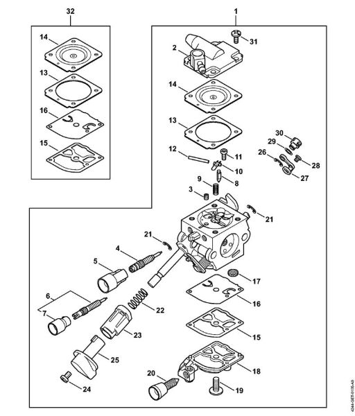Carburetor C1Q-S209 Blowers (BG, BR) BR 450 Stihl