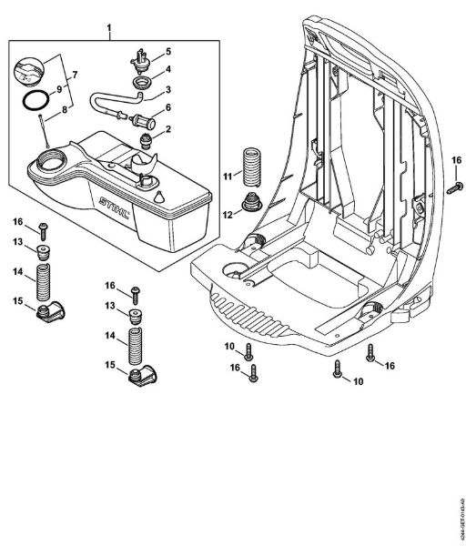 Fuel tank, AV system Blowers (BG, BR) BR 450 Stihl