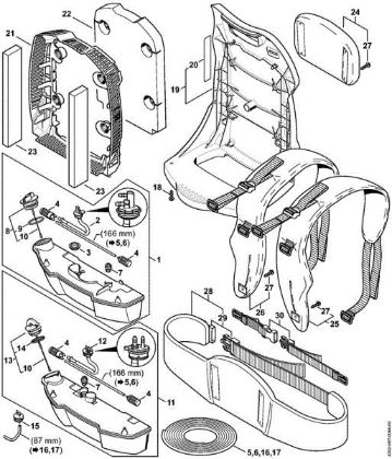 Fuel tank, Backplate Blowers (BG, BR) BR 500 Stihl