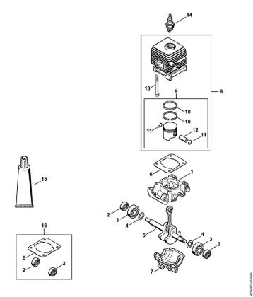 Crankcase, Cylinder Vacuum shredders (SH) SH 55 Stihl