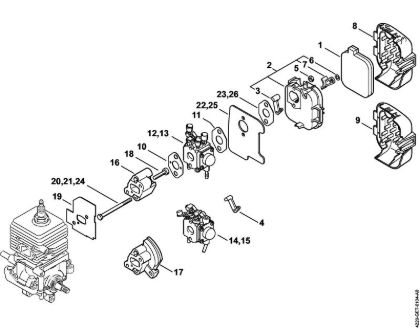 Carburetor, Air filter Vacuum shredders (SH) SH 85 Stihl