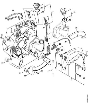 Fan housing inside SH 85 (04.2001), (45.2001), (18.2002) Vacuum shredders (SH) SH 85 Stihl