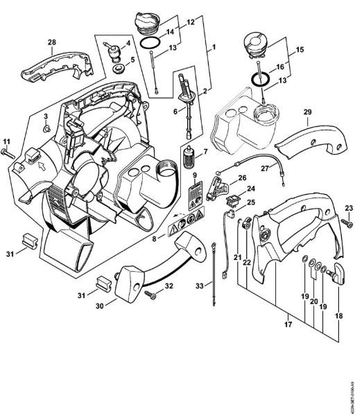 Fan housing inside SH 85 (04.2001), (45.2001), (18.2002) Vacuum shredders (SH) SH 85 Stihl