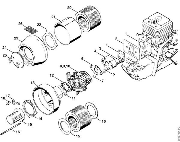 Filter housing, Air filter Cut-off machines (TS) TS 350 Stihl