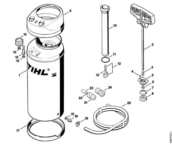 Pressurized water tank (23.1996) Cut-off machines (TS) TS 350 Stihl