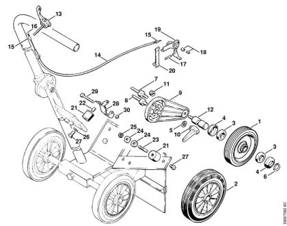 Stop depth wheel, Cart for cutquik Cut-off machines (TS) TS 350 Stihl
