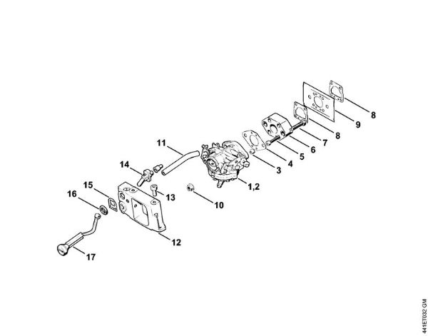 Carburetor, Adapter Cut-off machines (TS) TS 360 Stihl
