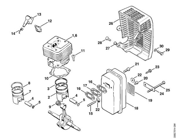 Cylinder, Muffler Cut-off machines (TS) TS 360 Stihl