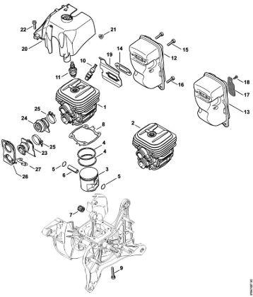Cylinder, Muffler Cut-off machines (TS) TS 420 Stihl