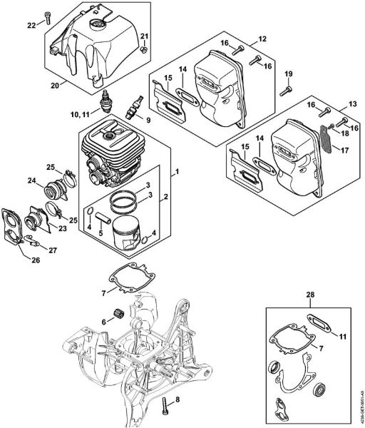 Cylinder, Muffler Cut-off machines (TS) TS 440-A Stihl