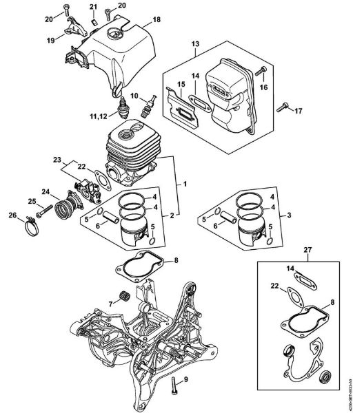Cylinder, Muffler Cut-off machines (TS) TS 480i-A Stihl