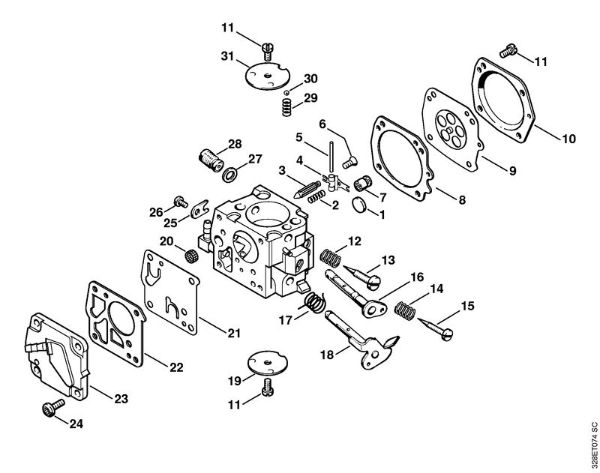 Carburetor HS-212    X 24 097 470 (26.96) Cut-off machines (TS) TS 510 Stihl