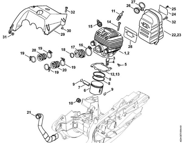 Cylinder, Muffler Cut-off machines (TS) TS 700 Stihl