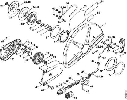 Support with guard with water attachment (43.2007) Cut-off machines (TS) TS 700 Stihl