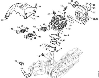 Cylinder, Muffler Cut-off machines (TS) TS 800-Z Stihl