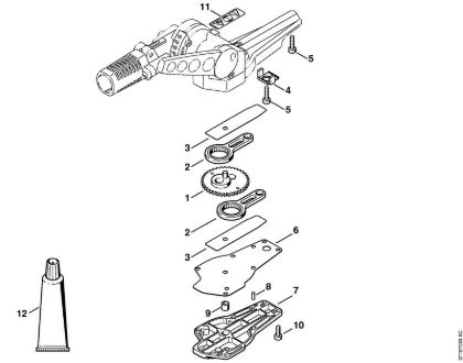 Blade drive gear, adjustable thru 125° Electric hedge cutters (HLE) HLE 71 Stihl