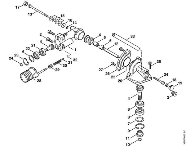 Angle drive 0° - 90° (24.2005) Extended reach hedge trimmers (HL) HL 75 K Stihl
