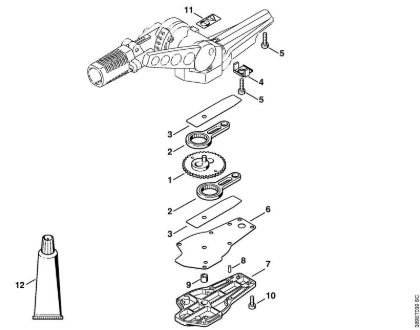 Blade drive gear, adjustable thru 135° Extended reach hedge trimmers (HL) HL 75 K Stihl