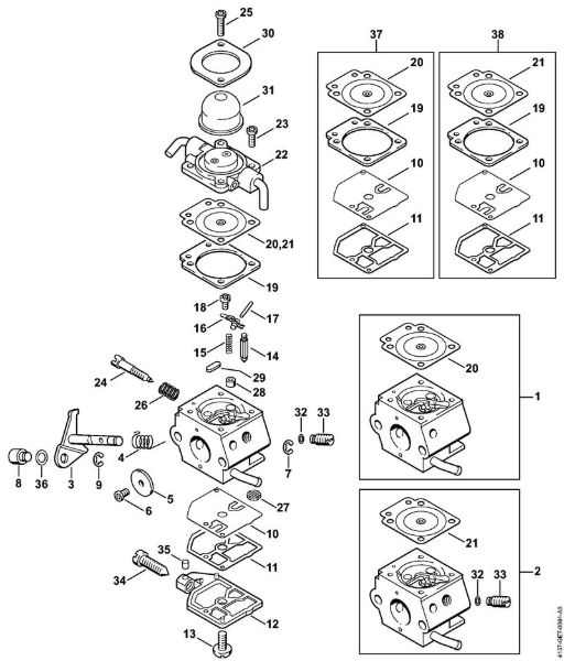 Carburetor C1Q-S28, C1Q-S41    1 42 812 153 (21.1999) Extended reach hedge trimmers (HL) HL 75 K Stihl
