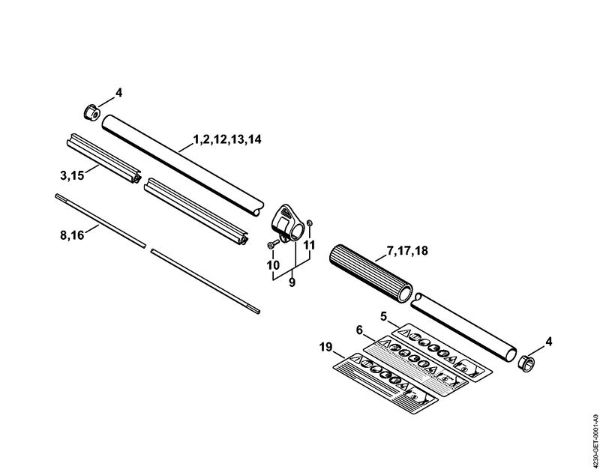 Drive tube assembly Extended reach hedge trimmers (HL) HL 75 K Stihl