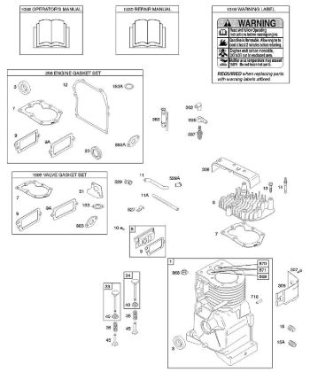 D - Camshaft, Cylinder, Cylinder Head, Gasket Sets, Operator's Manual, Repair Manual, Warning Label B&S - 09 €¦ 091212-1360-E1 Stihl