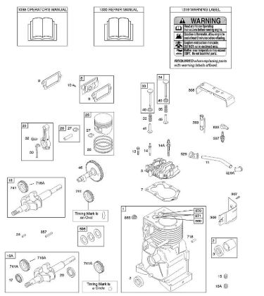 C - Camshaft, Crankshaft, Cylinder, Cylinder Head, Operator's Manual, Piston/Rings/Connecting Rod, Warning Label B&S - 09 €¦ 093312-1182-B1 Stihl