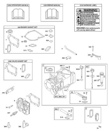 F - Cylinder, Cylinder Head, Gasket Set - Engine, Gasket Set - Valve, Lubrication, Operator's Manual, Warning Label B&S - 09 €¦ 09D902-2236-B1 Stihl