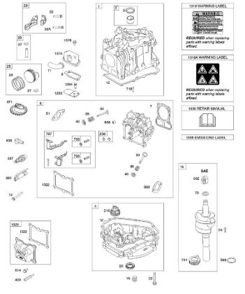 D - Cam Gear, Crankcase Cover/Sump, Crankshaft, Cylinder, Cylinder Head, Piston/Rings/Connecting Rod B&S - 10 €¦ 100602-0131-B1 Stihl