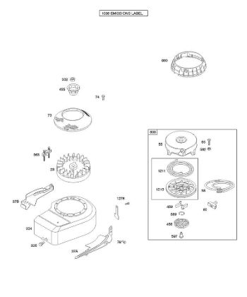 B - Blower Housing/Shrouds, Flywheel, Rewind Starter B&S - 10 €¦ 10F902-0110-B1 Stihl
