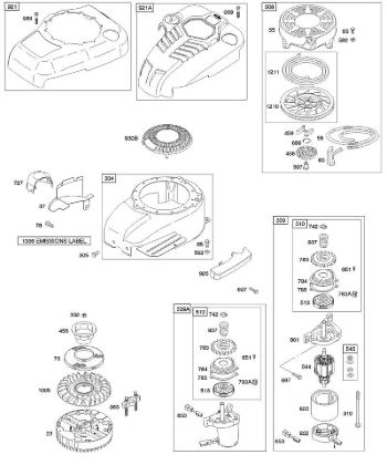 B - Blower Housing/Shrouds, Elecrtic Starter, Flywheel, Rewind Starter B&S - 12 €¦ 122602-0194-E1 Stihl