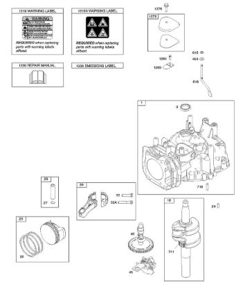 D - Camshaft, Crankshaft, Cylinder, Operator's Manual, Piston/Rings/Connecting Rod, Warning Label B&S - 12 €¦ 12Q902-0169-B1 Stihl