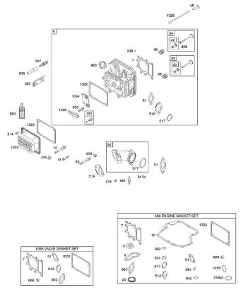 E - Cylinder Head, Gasket Set - Engine, Gasket Set - Valve, Intake Manifold, Valves B&S - 21 €¦ 217802-0138-E1 Stihl